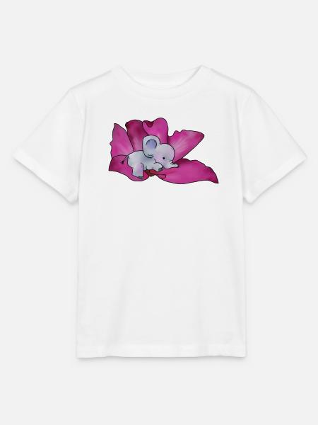 Elefant in Bluete - Stanley/Stella Kinder T-Shirt MINI CREATOR - Weiß