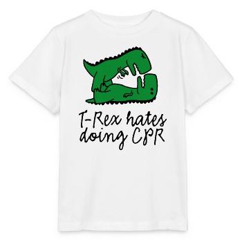 T-Rex hates doing CPR premiers secours instructeur - T-shirt bio MINI CREATOR Stanley/Stella Enfant - blanc - Devant - Maike (125cm)