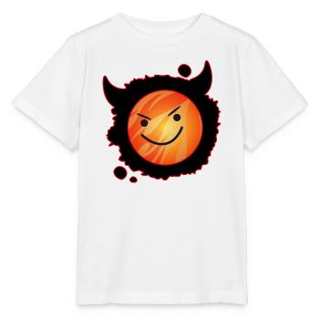 cute devil in flames and glowing face - Stanley/Stella MINI CREATOR Kids’ T-Shirt - white - Front - Maike (125cm)