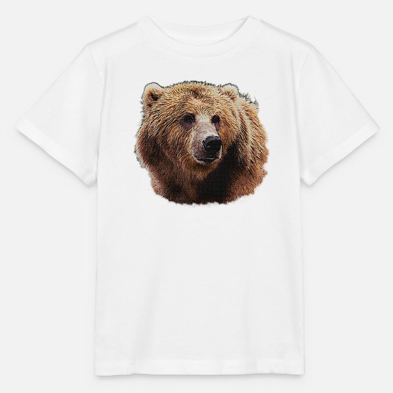 Bear Lover T-Shirts, Bear Head Night Pattern - Stanley/Stella MINI CREATOR Kids’ T-Shirt - white