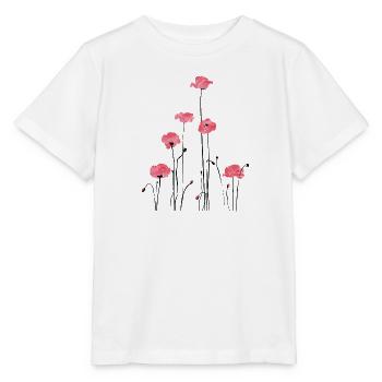 Aquarellierte Mohnblumen für feminine Mode - Stanley/Stella Kinder T-Shirt MINI CREATOR  - Weiß - Vorne - Maike (125cm)