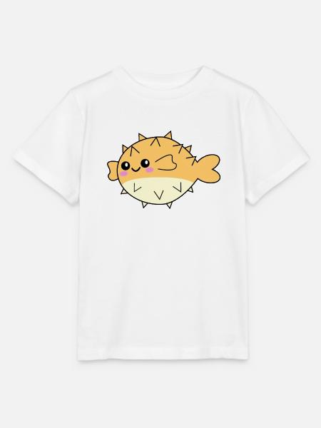 Kugelfisch niedliches Tier - Stanley/Stella Kinder T-Shirt MINI CREATOR - Weiß