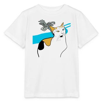 chat assis - T-shirt bio MINI CREATOR Stanley/Stella Enfant - blanc - Devant - Maike (125cm)