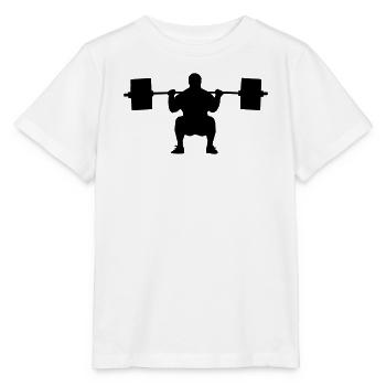 Figure d’ombre d’haltérophile - T-shirt bio MINI CREATOR Stanley/Stella Enfant - blanc - Devant - Maike (125cm)