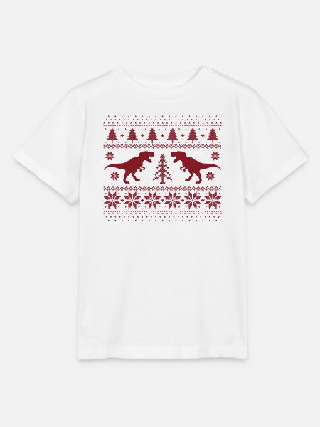 Dinosaurier-Weihnachtspullover - Stanley/Stella Kinder T-Shirt MINI CREATOR  - Weiß