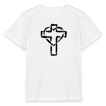 Croix symbole christianisme coeur amour - T-shirt bio MINI CREATOR Stanley/Stella Enfant - blanc - Devant - Maike (125cm)