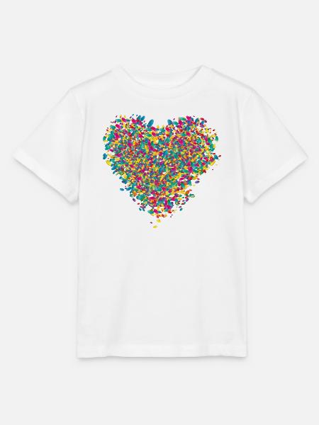 bunt leuchtendes Konfetti Herz - Stanley/Stella Kinder T-Shirt MINI CREATOR  - Weiß