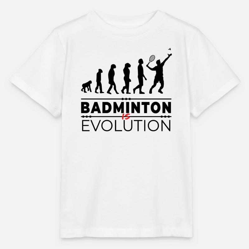 Badminton is evolution - Message Humour Parodie - T-shirt bio MINI CREATOR Stanley/Stella Enfant - blanc
