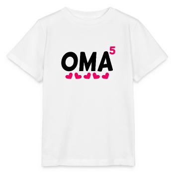 Fünffache Oma - 5 Enkelkinder - Stanley/Stella Kinder T-Shirt MINI CREATOR  - Weiß - Vorne - Maike (125cm)