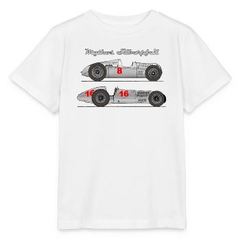 Silbener Pfeil – klassisches, deutsches Rennauto - Stanley/Stella Kinder T-Shirt MINI CREATOR  - Weiß - Vorne - Maike (125cm)