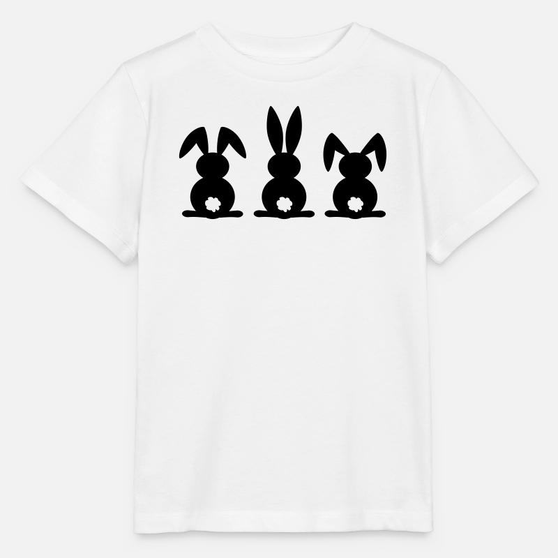 Silhouette de lapin. Joyeuse fête de Pâques ou de Pâques. Oeuf. - T-shirt bio MINI CREATOR Stanley/Stella Enfant - blanc