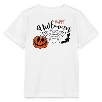 Halloween Kürbis mit Spinnennetz - Stanley/Stella Kinder T-Shirt MINI CREATOR  - Weiß - Vorne - Maike (125cm)