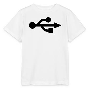 USB Logo - Nerd - Geek - T-shirt bio MINI CREATOR Stanley/Stella Enfant - blanc - Devant - Maike (125cm)