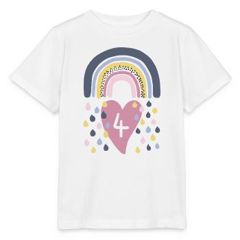Regenbogen 4. Geburtstag - Stanley/Stella Kinder T-Shirt MINI CREATOR  - Weiß - Vorne - Maike (125cm)