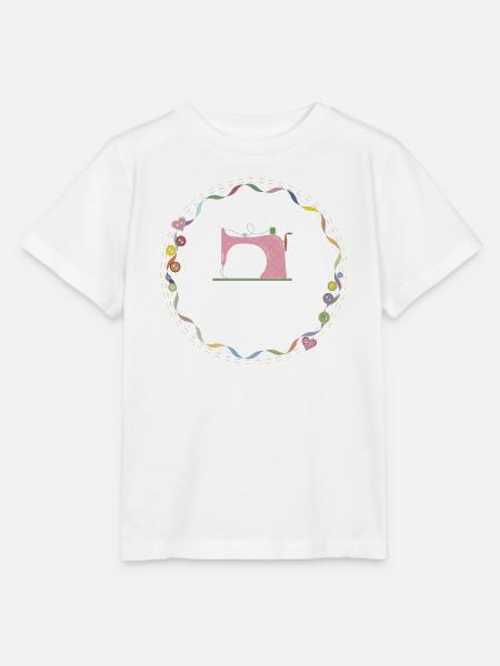 nostalgisch bunte Nähmaschine mit Knöpfe - Stanley/Stella Kinder T-Shirt MINI CREATOR - Weiß