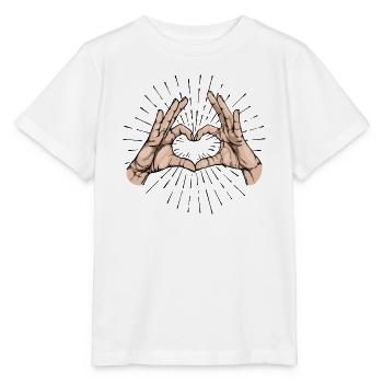 Emotionen Menschlichkeit Frieden Liebe Herz - Stanley/Stella Kinder T-Shirt MINI CREATOR  - Weiß - Vorne - Maike (125cm)