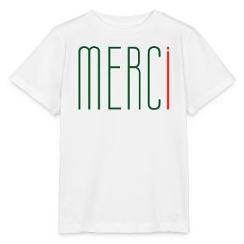 MERCi, Danke auf Französisch - Stanley/Stella Kinder T-Shirt MINI CREATOR  - Weiß - Vorne - Maike (125cm)