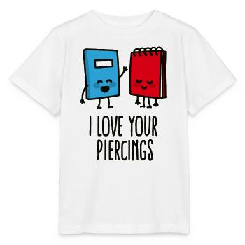 Drôles de perceurs, piercing, j’adore vos piercings - T-shirt bio MINI CREATOR Stanley/Stella Enfant - blanc - Devant - Maike (125cm)