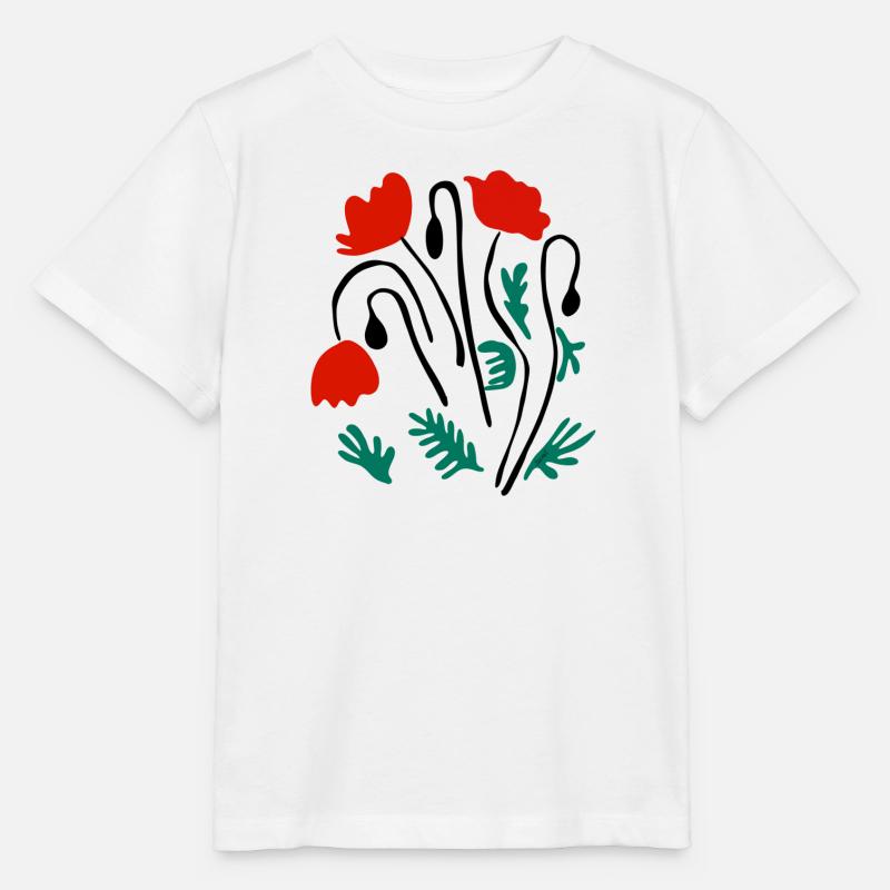 Coquelicots Matisse inspiré - T-shirt bio MINI CREATOR Stanley/Stella Enfant - blanc