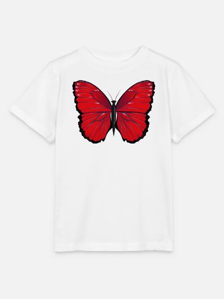 roter Schmetterling handgezeichnet und koloriert - Stanley/Stella Kinder T-Shirt MINI CREATOR  - Weiß