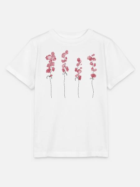 Rosa Blumen - Stanley/Stella Kinder T-Shirt MINI CREATOR  - Weiß