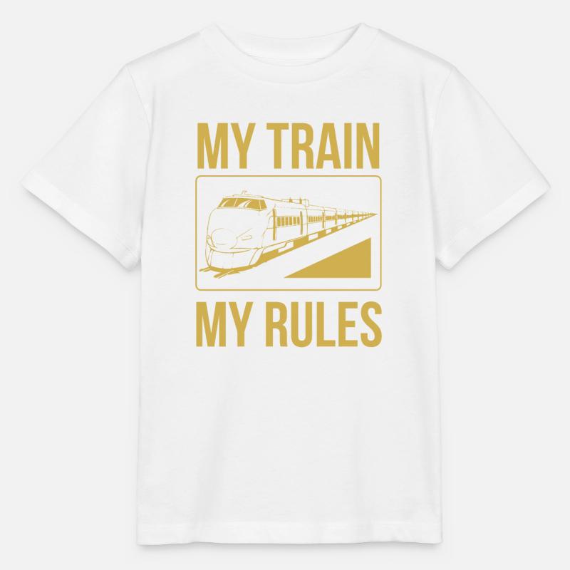 Le conducteur de train dit mon train mes règles - T-shirt bio MINI CREATOR Stanley/Stella Enfant - blanc