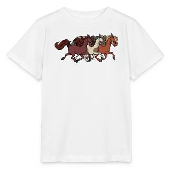 Galopp Islandpferde Hengst Pferde Pferdenarr - Stanley/Stella Kinder T-Shirt MINI CREATOR  - Weiß - Vorne - Maike (125cm)