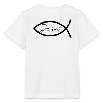 Jesus fish black Ichthys fish fish - Stanley/Stella MINI CREATOR Kids’ T-Shirt - white - Front - Maike (125cm)