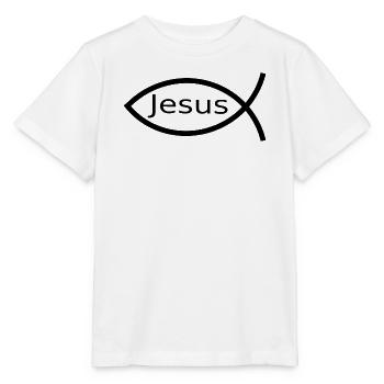 Jesus fish black Ichthys fish fish - Stanley/Stella MINI CREATOR Kids’ T-Shirt - white - Front - Maike (125cm)