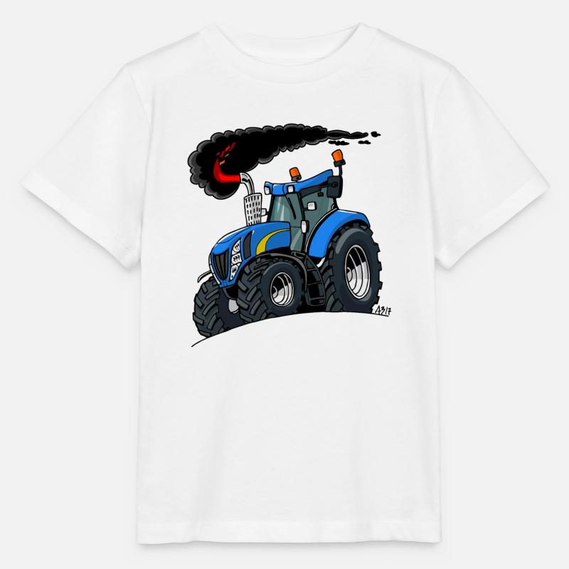 Blauer Traktor - Stanley/Stella Kinder T-Shirt MINI CREATOR  - Weiß