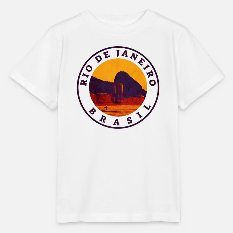 Tampon en caoutchouc rétro de Rio de Janeiro - T-shirt bio MINI CREATOR Stanley/Stella Enfant - blanc