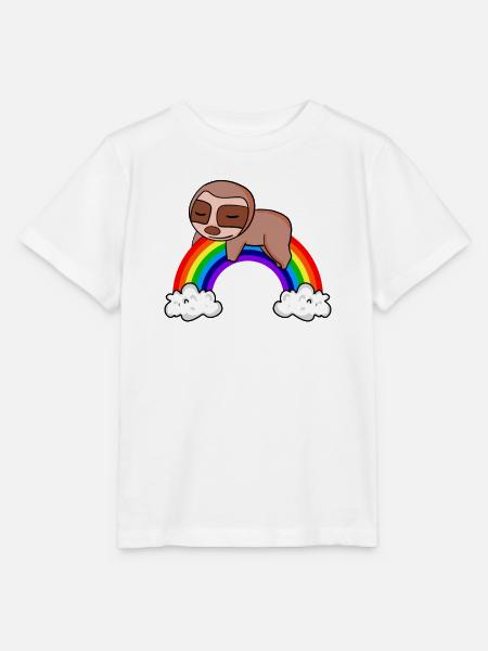 Regenbogen Faultier - Stanley/Stella Kinder T-Shirt MINI CREATOR - Weiß