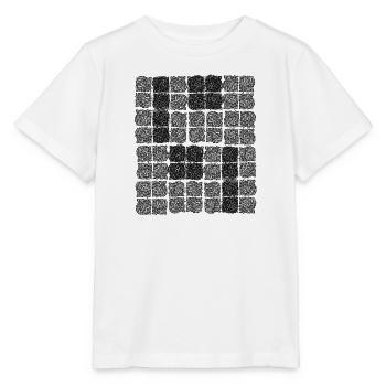 Abstraktes Zellenmuster in Schwarz Weiß - Stanley/Stella Kinder T-Shirt MINI CREATOR  - Weiß - Vorne - Maike (125cm)