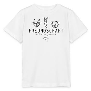 "Freundschaft wird immer gewinnen", schöner Spruch - Stanley/Stella Kinder T-Shirt MINI CREATOR  - Weiß - Vorne - Maike (125cm)