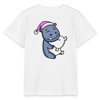 Hippo with pillow and sleeping cap - Stanley/Stella MINI CREATOR Kids’ T-Shirt - white - Front - Maike (125cm)