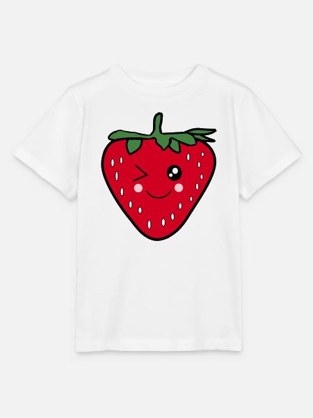 lustige Erdbeere Food Design Kawaii Geschenk - Stanley/Stella Kinder T-Shirt MINI CREATOR - Weiß