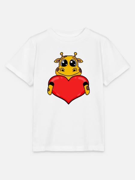 Giraffe mit Herz - Liebe Romantisch - Stanley/Stella Kinder T-Shirt MINI CREATOR  - Weiß