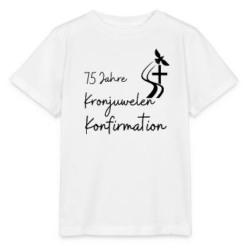 Kronjuwelen-Konfirmation 75 Jahre Jubelkonfirmatio - Stanley/Stella Kinder T-Shirt MINI CREATOR  - Weiß - Vorne - Maike (125cm)
