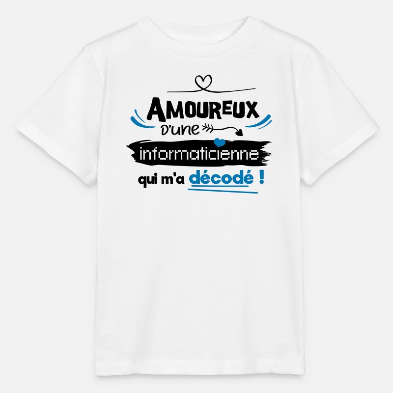 Amoureux d'une informaticienne ! humour geek - T-shirt bio MINI CREATOR Stanley/Stella Enfant - blanc