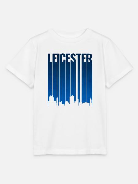 Leicester Skyline Blau - Stanley/Stella Kinder T-Shirt MINI CREATOR - Weiß