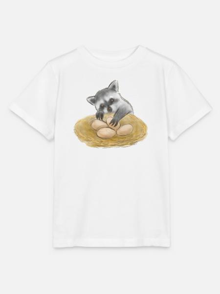Niedlicher Waschbär-Eierdieb - Stanley/Stella Kinder T-Shirt MINI CREATOR - Weiß