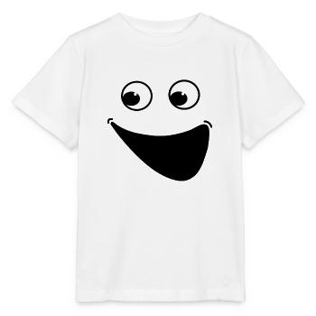 Visage heureux Sourire Cartoon Positif Rire - T-shirt bio MINI CREATOR Stanley/Stella Enfant - blanc - Devant - Maike (125cm)
