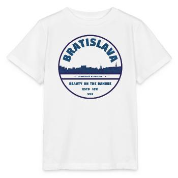 Emblème de la ligne d’horizon du Danube de Bratislava - T-shirt bio MINI CREATOR Stanley/Stella Enfant - blanc - Devant - Maike (125cm)