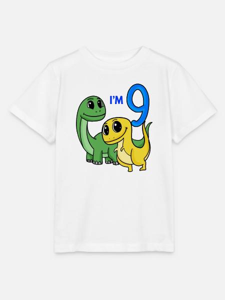 Junge 9 Jahre 9. Geburtstag Jungen Dino Shirt - Stanley/Stella Kinder T-Shirt MINI CREATOR - Weiß