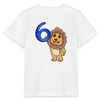 6 Jahre alt - 6. Geburtstag mit Tier Motiv - Löwe - Stanley/Stella Kinder T-Shirt MINI CREATOR  - Weiß - Vorne - Maike (125cm)
