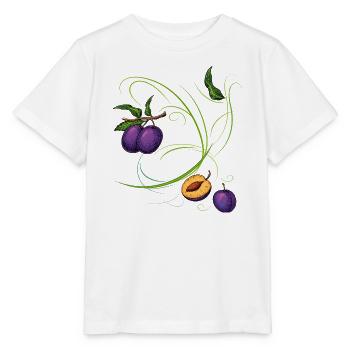 Pflaumen, Obst - Stanley/Stella Kinder T-Shirt MINI CREATOR  - Weiß - Vorne - Maike (125cm)