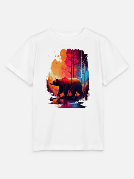 Bär im Wald bunt - Stanley/Stella Kinder T-Shirt MINI CREATOR  - Weiß