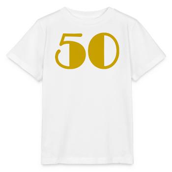 50. 50 ANS. 50e ANNIVERSAIRE. ANNIVERSAIRE 50 ANS. - T-shirt bio MINI CREATOR Stanley/Stella Enfant - blanc - Devant - Maike (125cm)
