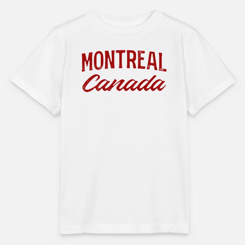 Montréal, Canada, Vintage Script - T-shirt bio MINI CREATOR Stanley/Stella Enfant - blanc