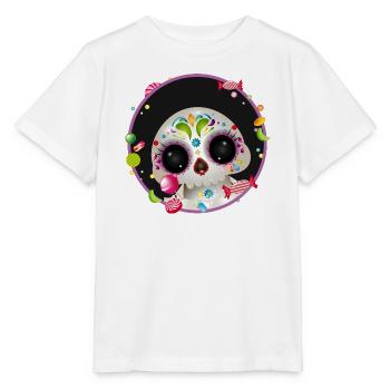 Cute Sugar Skull in candy frame - Stanley/Stella MINI CREATOR Kids’ T-Shirt - white - Front - Maike (125cm)
